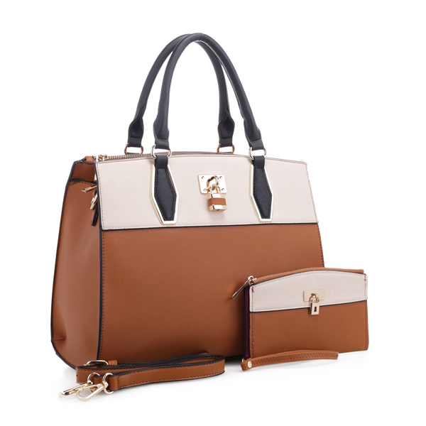 Women's Two-Tone Light Brown & Beige Everyday Essential Shoulder Tote ...